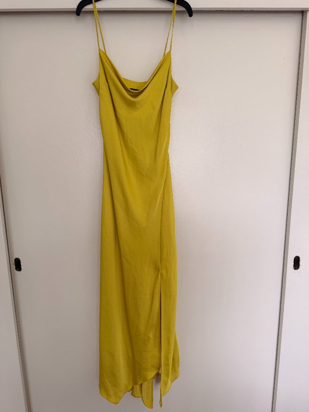 Express silky maxi dress in mustard yellow / chartreuse